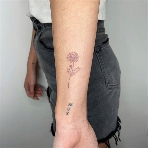 chrysanthemum tattoo|chrysanthemum fine line tattoo.